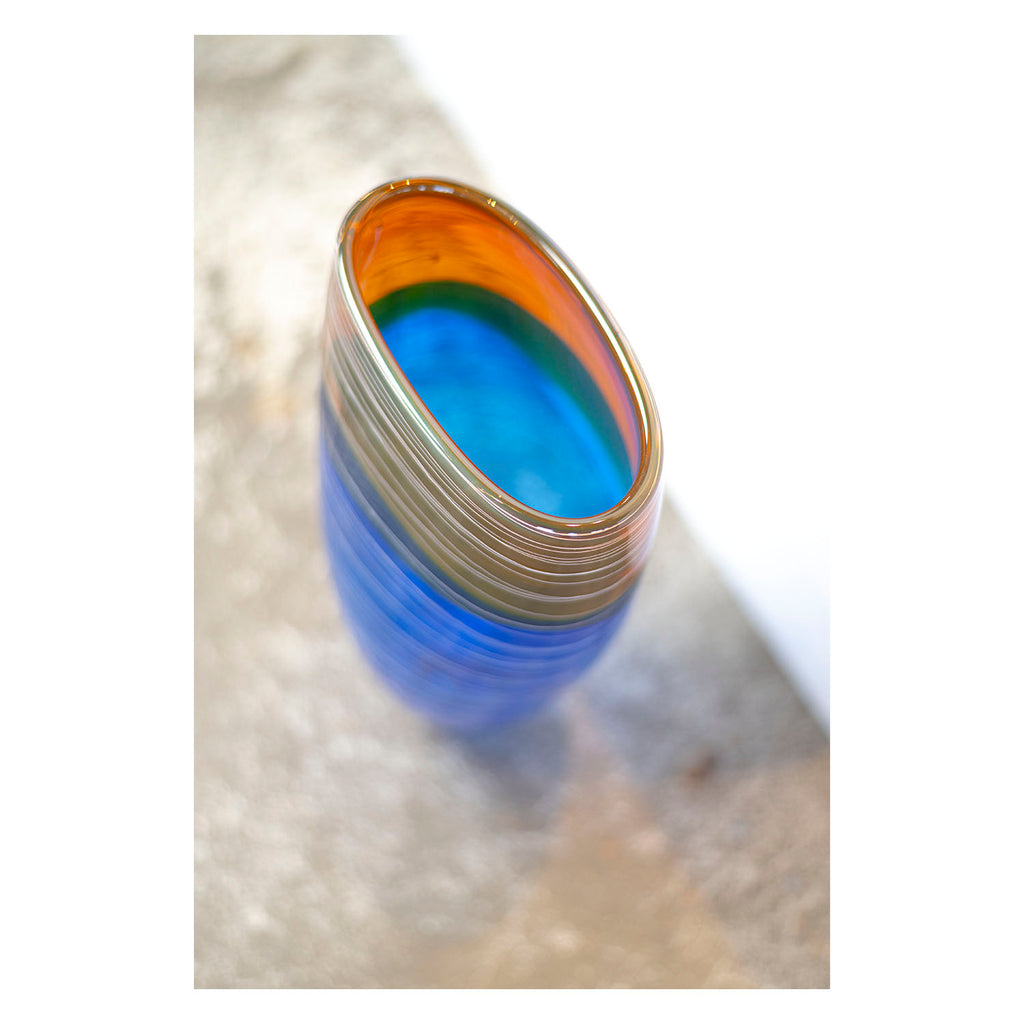 rainbow handblown glass vase
