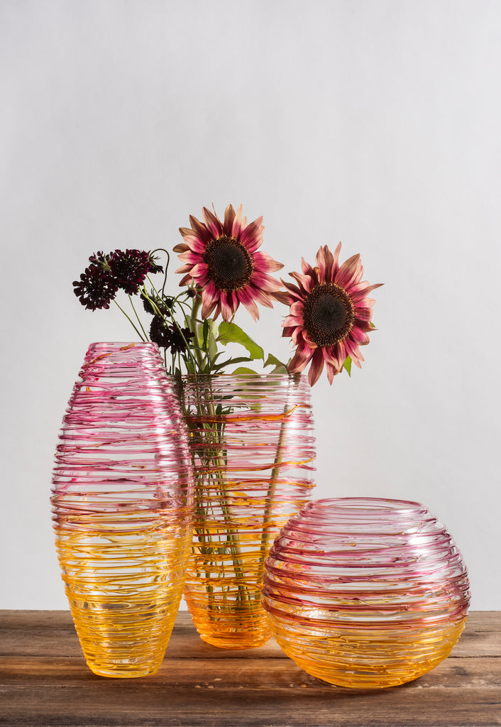 Blown Glass Nesting Collection - Saffron/Pink
