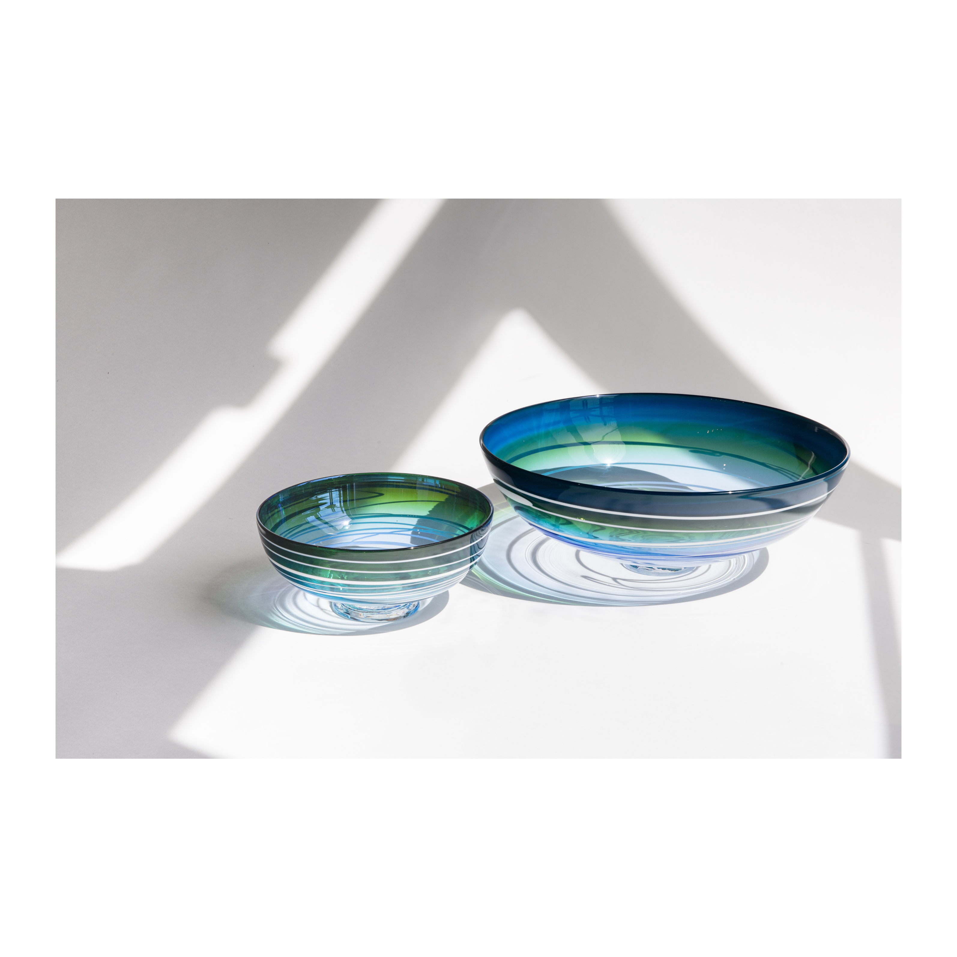 Red Handblown Glass Bowl and Nesting Bowls