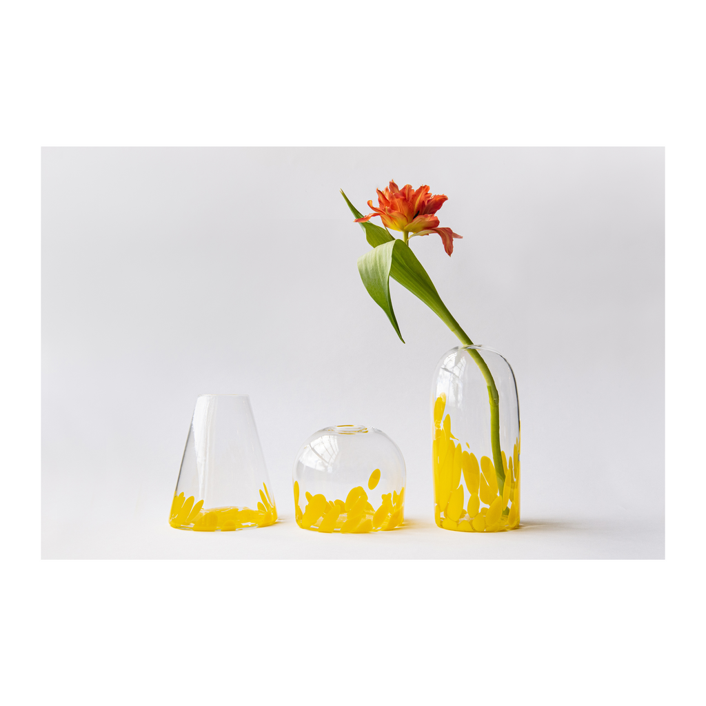 Hand Blown Glass, Speckled Bud Vase