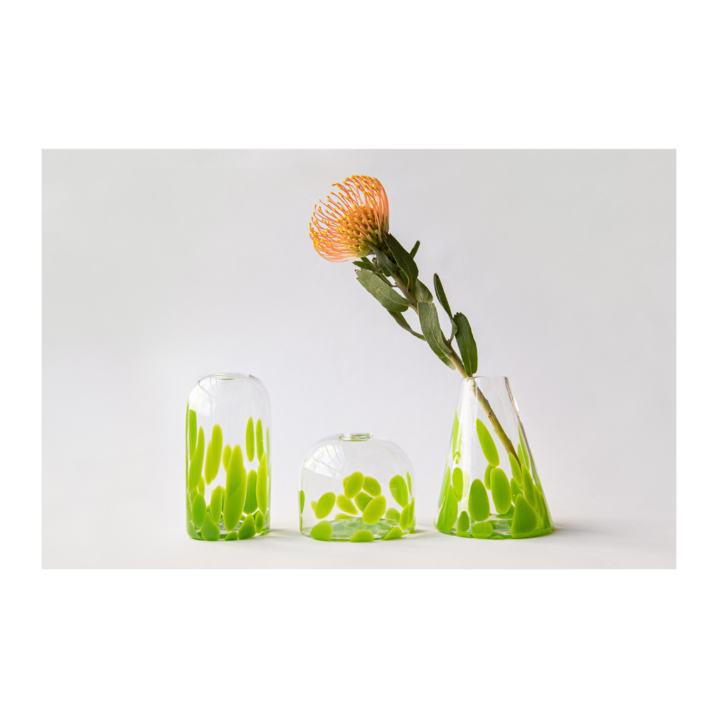 Hand Blown Glass, Speckled Bud Vase